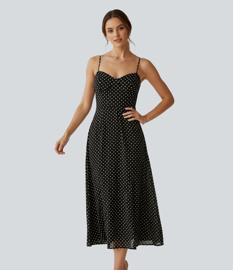 Polka Dot Midi Casual Slip Dress