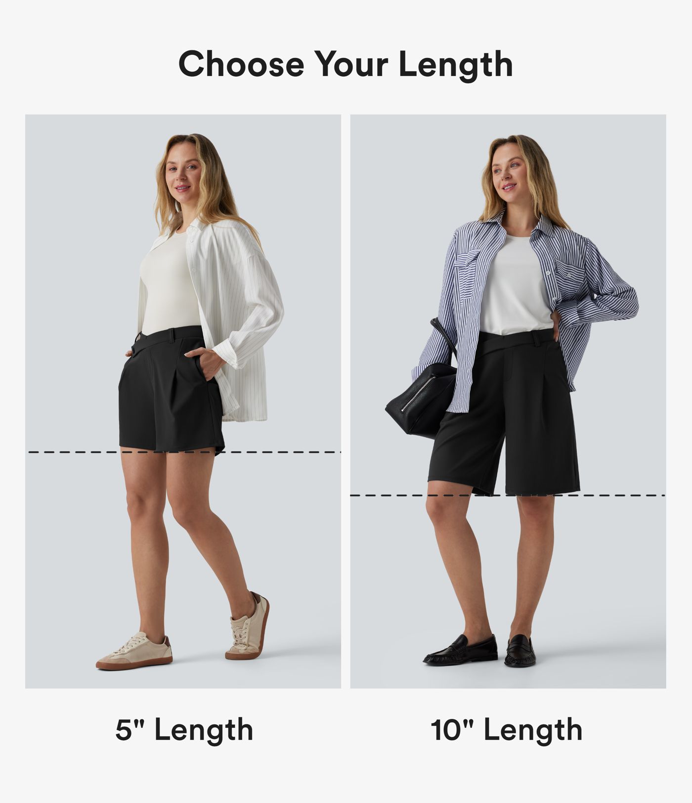 Short tailleur DayStretch mi-taille asymétrique 25 cm avec poches