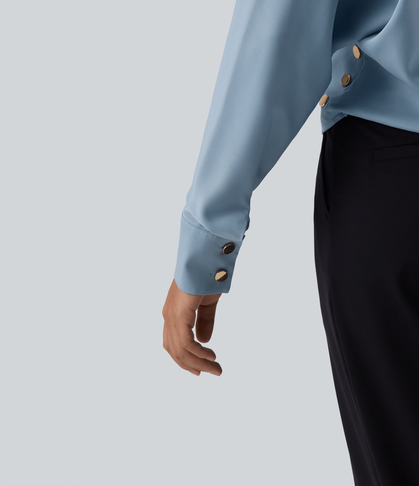 Wrinkle-resistant V Neck Long Sleeve Work Blouse