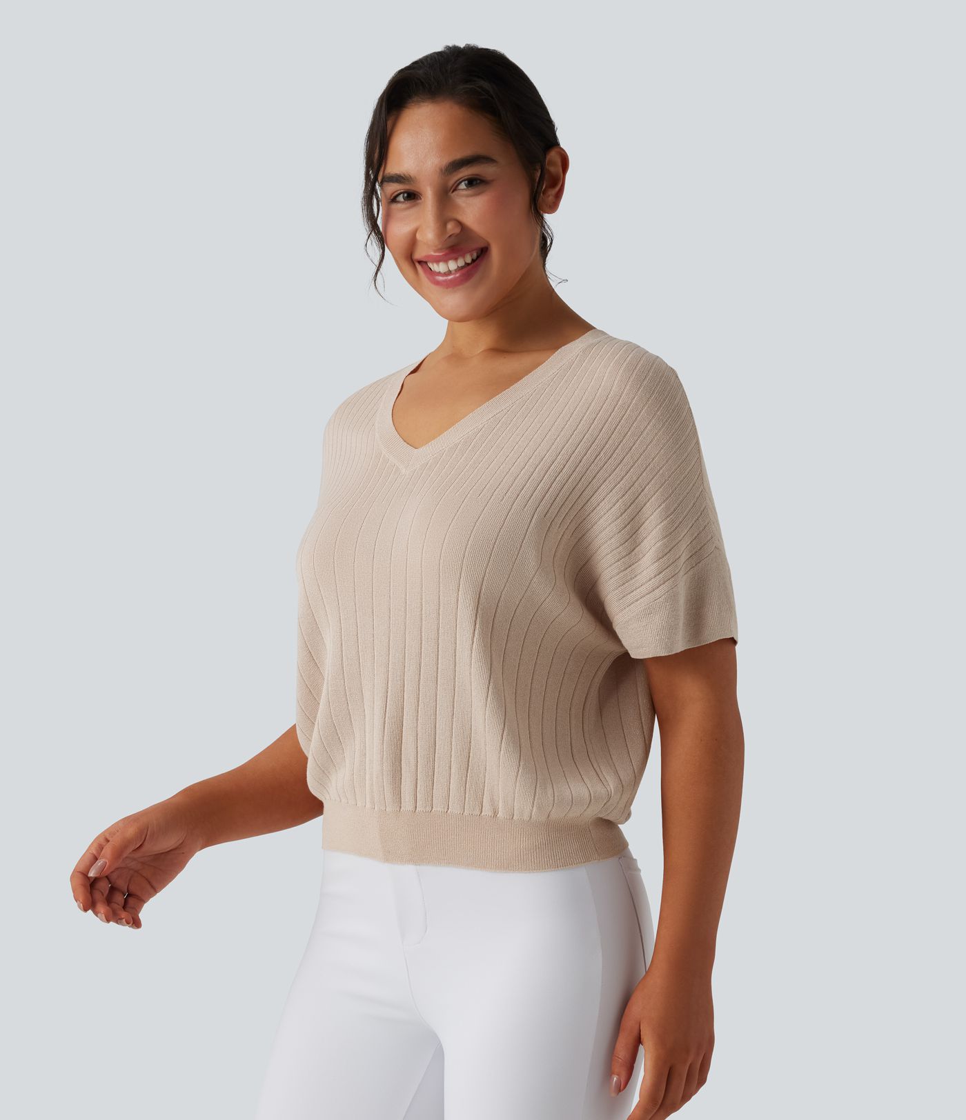 Pull de travail col V manches courtes