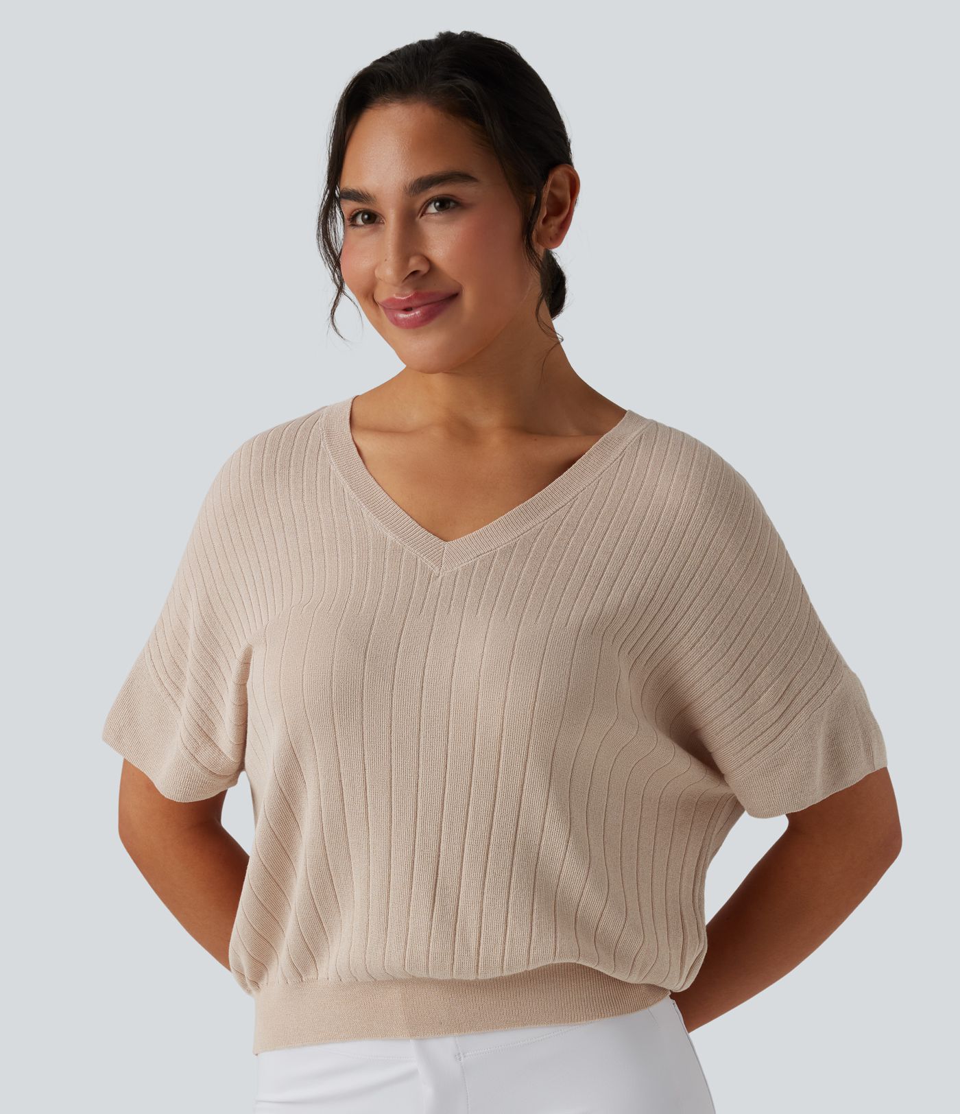 Pull de travail col V manches courtes