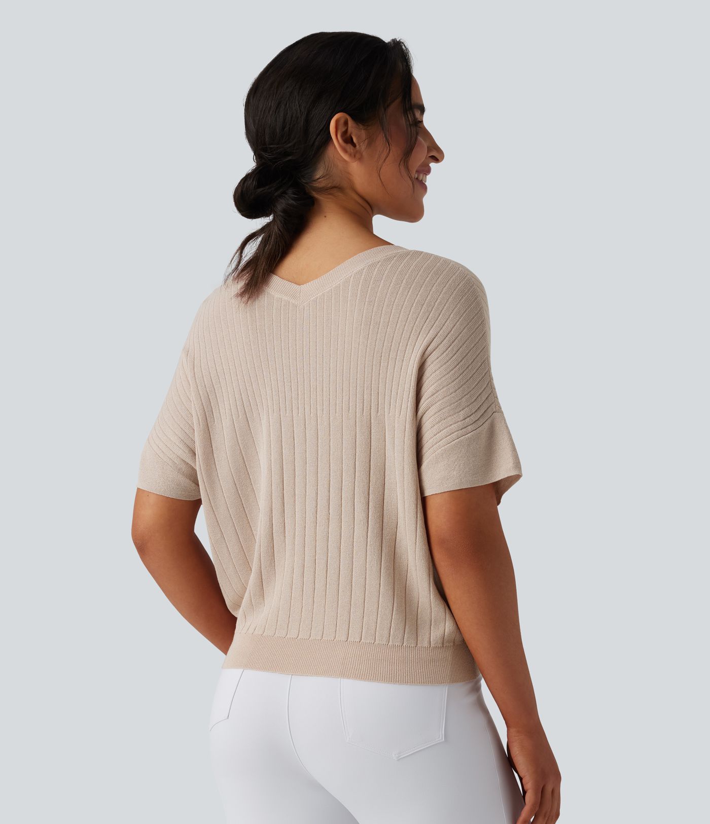 Pull de travail col V manches courtes