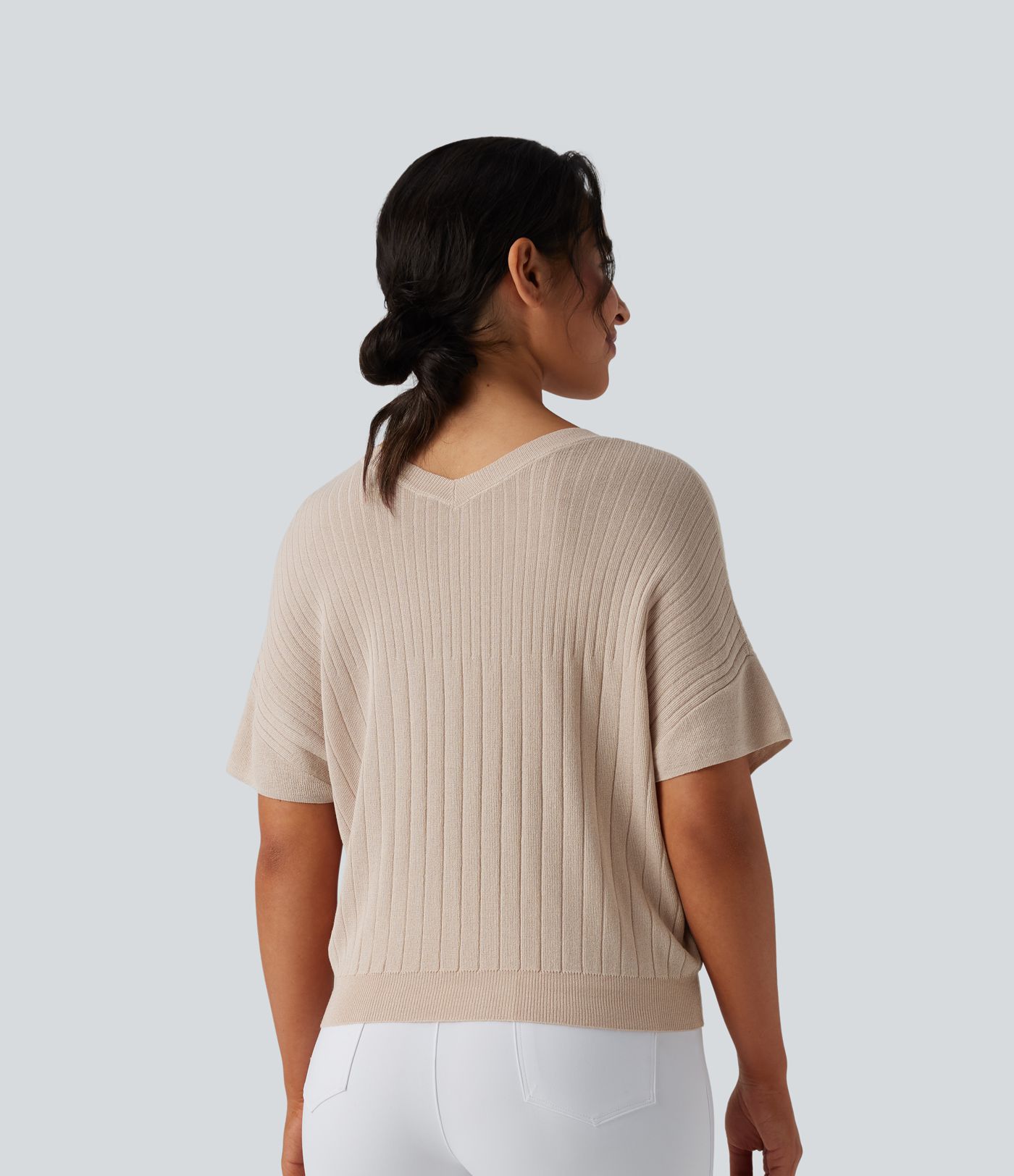 Pull de travail col V manches courtes