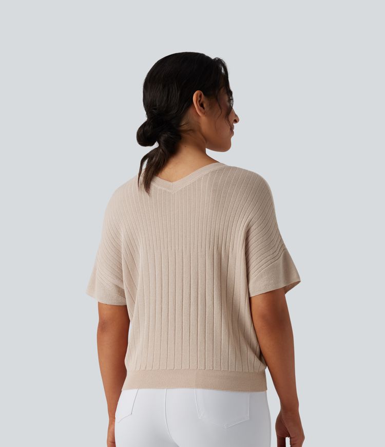 Pull de travail col V manches courtes