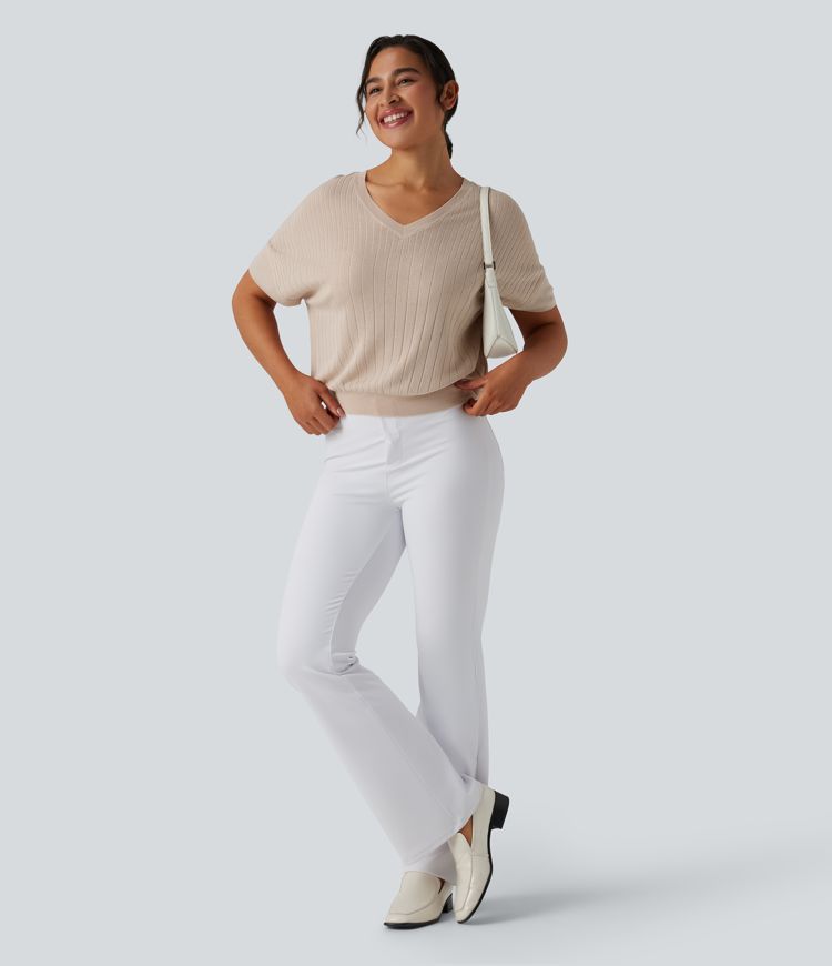 Pull de travail col V manches courtes