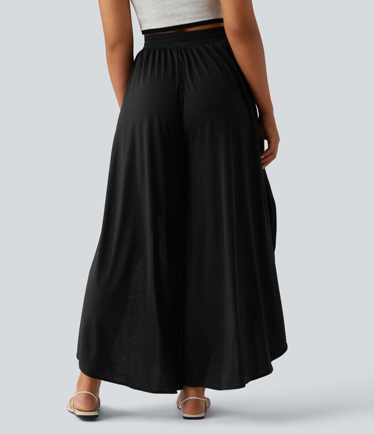 Fließende Hose mit hohem Bund, Seitentaschen und Kordelzug