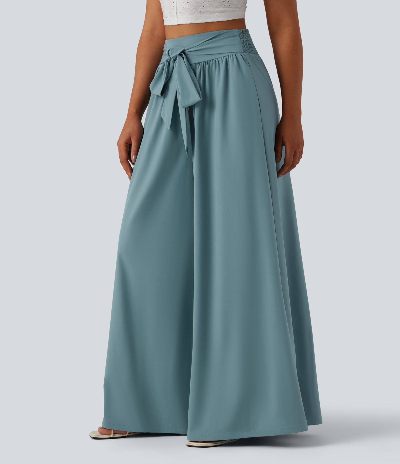 Breezeful™ - Fließende, geraffte Hose mit hohem Bund, Seitentaschen und Bindeband vorne - schnelltrocknend