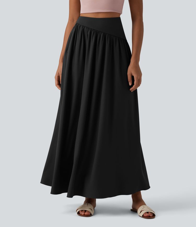 Breezeful™ High Waisted Flowy Quick Dry Maxi Casual Skirt with Pockets
