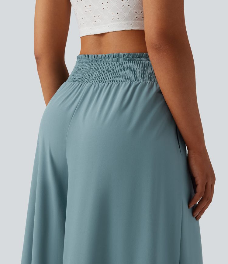 Breezeful™ - Fließende, geraffte Hose mit hohem Bund, Seitentaschen und Bindeband vorne - schnelltrocknend