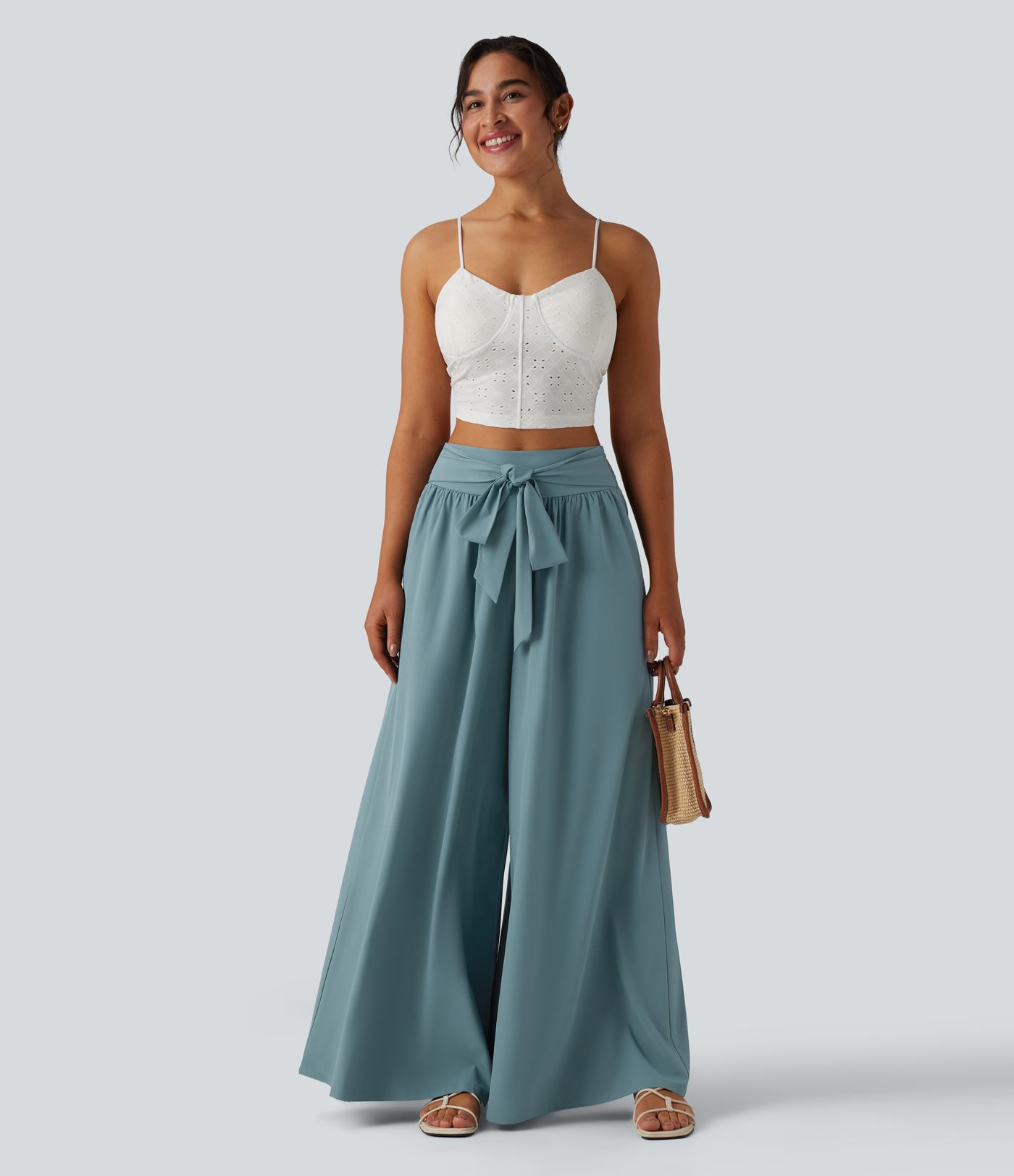 Breezeful™ - Fließende, geraffte Hose mit hohem Bund, Seitentaschen und Bindeband vorne - schnelltrocknend