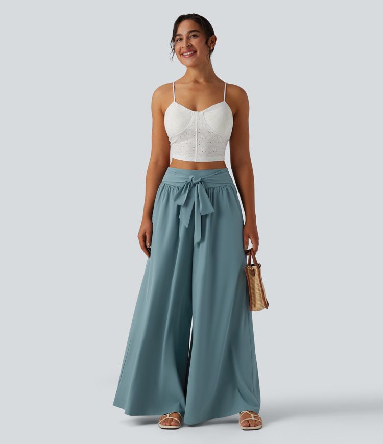 Breezeful™ - Fließende, geraffte Hose mit hohem Bund, Seitentaschen und Bindeband vorne - schnelltrocknend