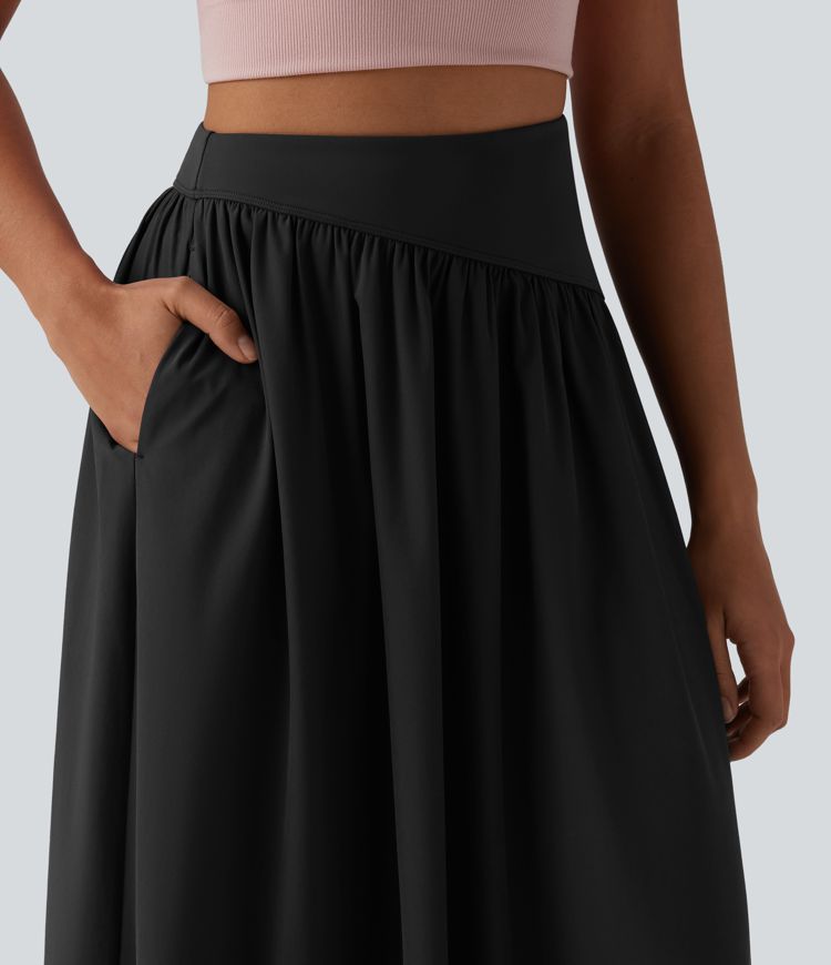 Breezeful™ High Waisted Flowy Quick Dry Maxi Casual Skirt with Pockets