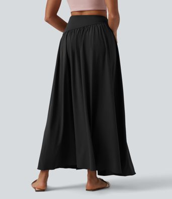Breezeful™ High Waisted Flowy Quick Dry Maxi Casual Skirt with Pockets
