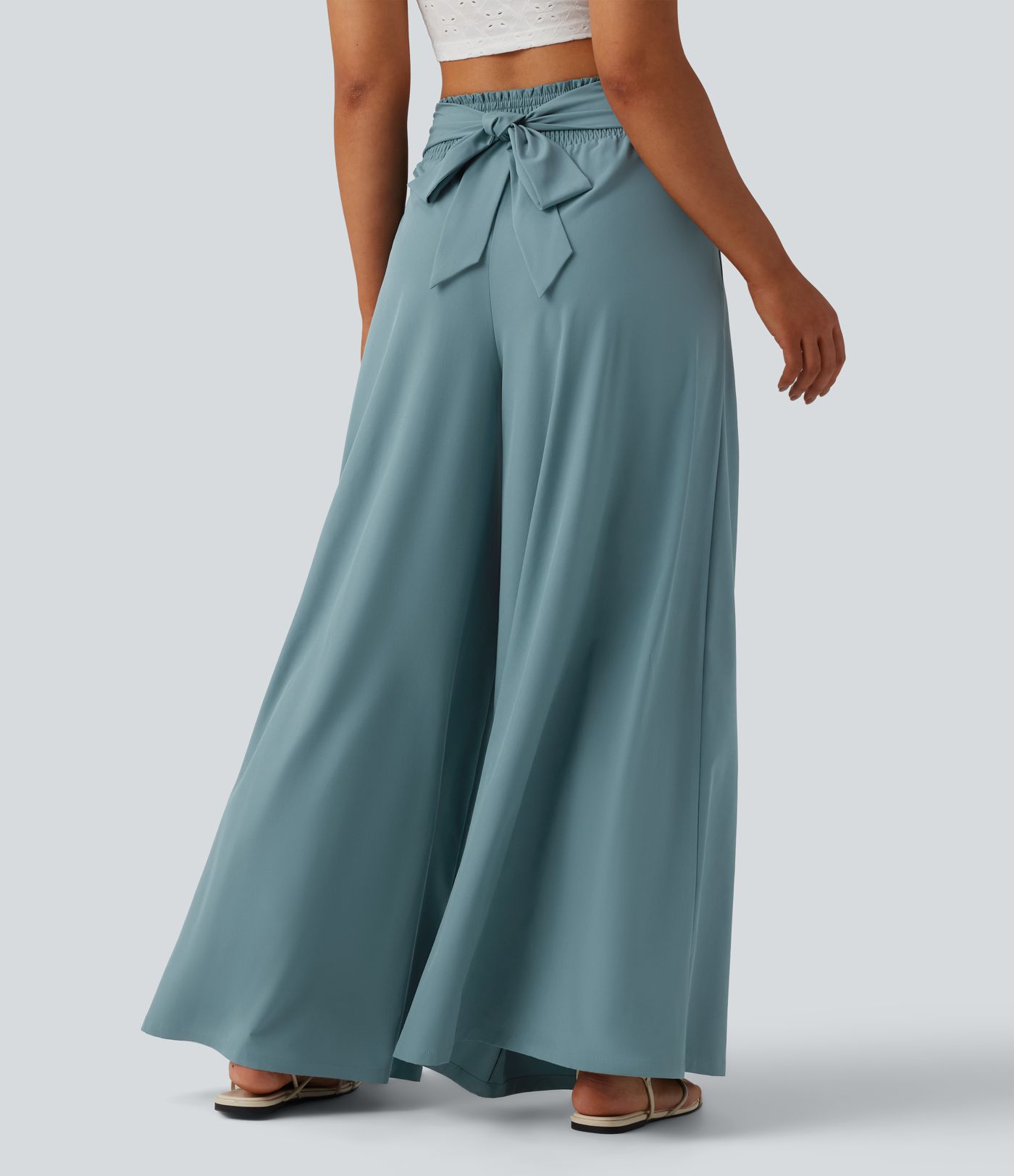 Breezeful™ - Fließende, geraffte Hose mit hohem Bund, Seitentaschen und Bindeband vorne - schnelltrocknend