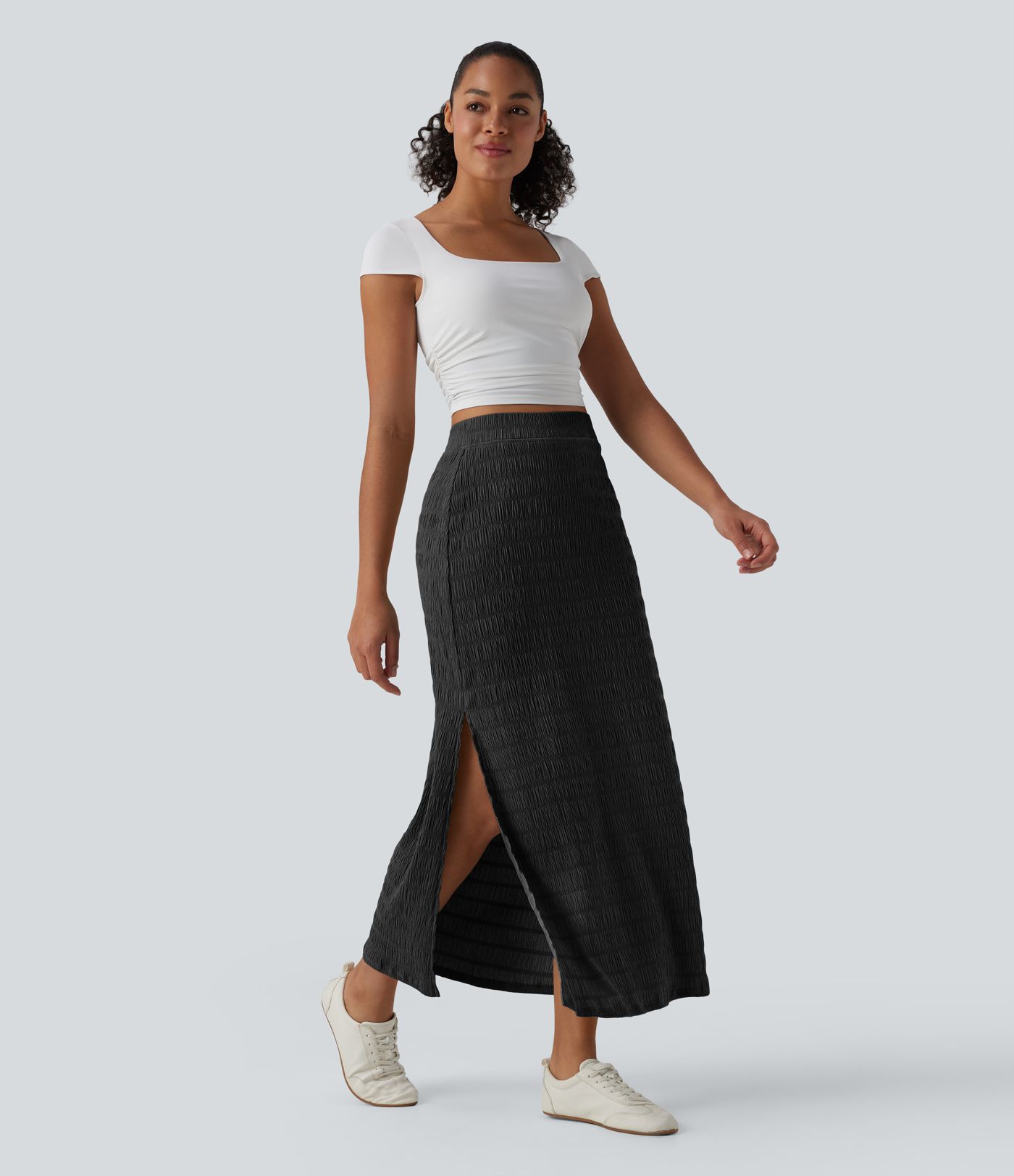 High Waisted 2-in-1 Bodycon Maxi Casual Skirt