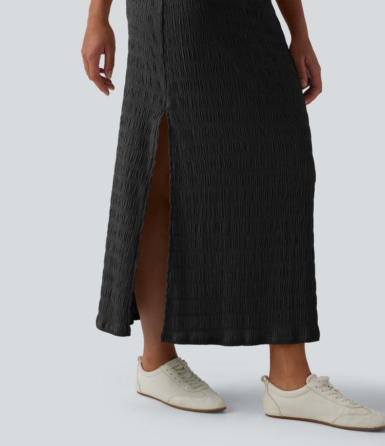 High Waisted 2-in-1 Bodycon Maxi Casual Skirt