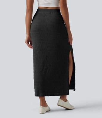 High Waisted 2-in-1 Bodycon Maxi Casual Skirt