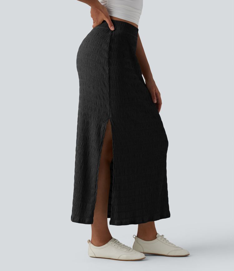 High Waisted 2-in-1 Bodycon Maxi Casual Skirt