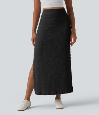 High Waisted 2-in-1 Bodycon Maxi Casual Skirt