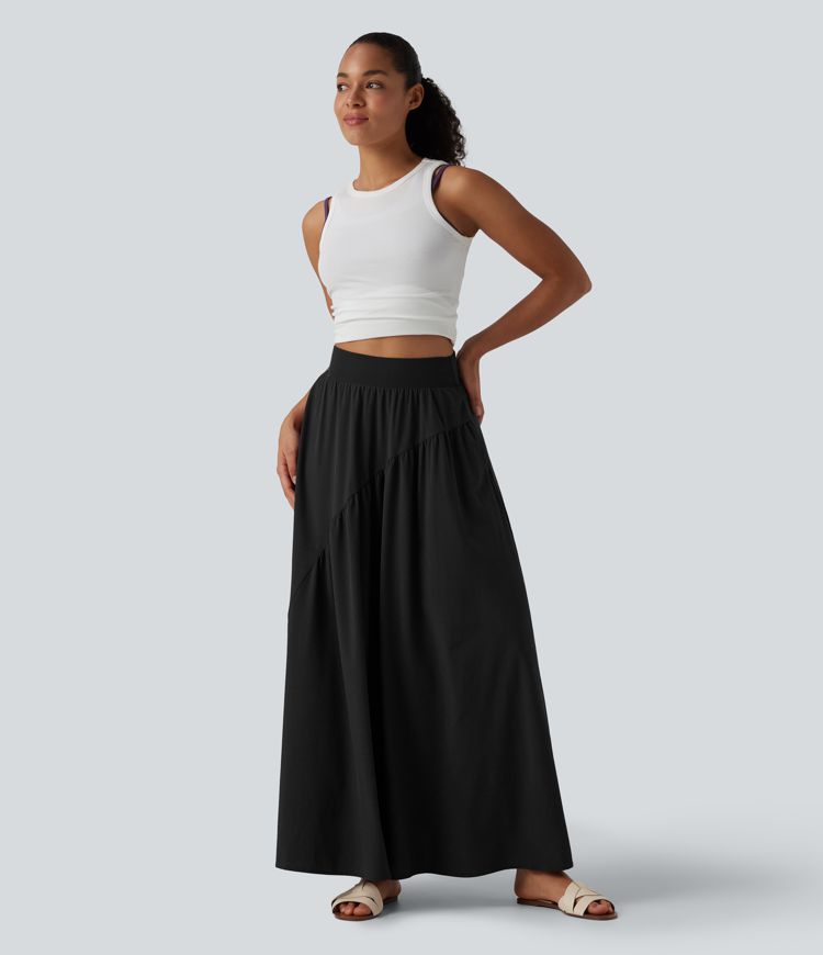 Breezeful™ High Waisted Flowy Quick Dry Maxi Casual Skirt with Pockets