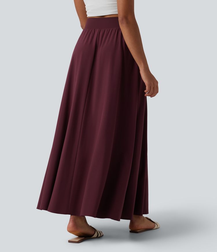 Breezeful™ Jupe maxi décontractée fluide taille haute à séchage rapide avec poches