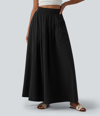 Breezeful™ High Waisted Flowy Quick Dry Maxi Casual Skirt with Pockets