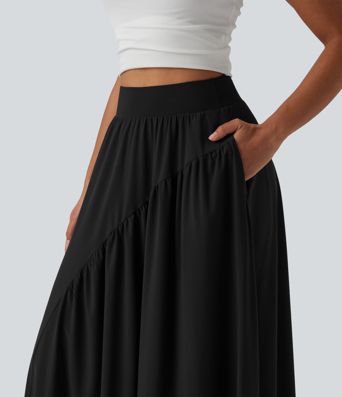 Breezeful™ High Waisted Flowy Quick Dry Maxi Casual Skirt with Pockets