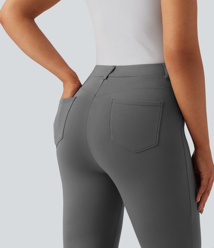 Halara Flex™ Asymmetric High Waisted Flare Work Pants with Pockets