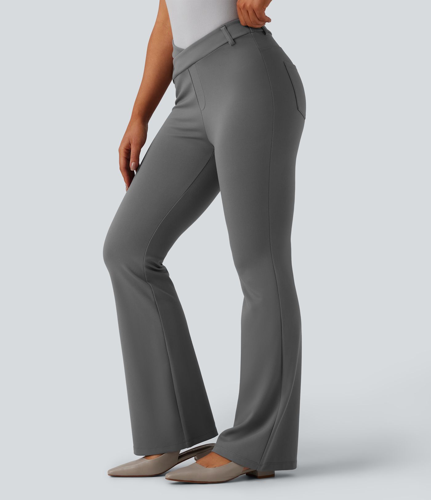 Halara Flex™ Asymmetric High Waisted Flare Work Pants with Pockets