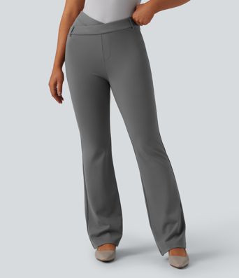 Halara Flex™ Asymmetric High Waisted Flare Work Pants with Pockets