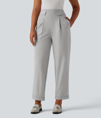 High Waisted Tapered Work Pants with Pockets