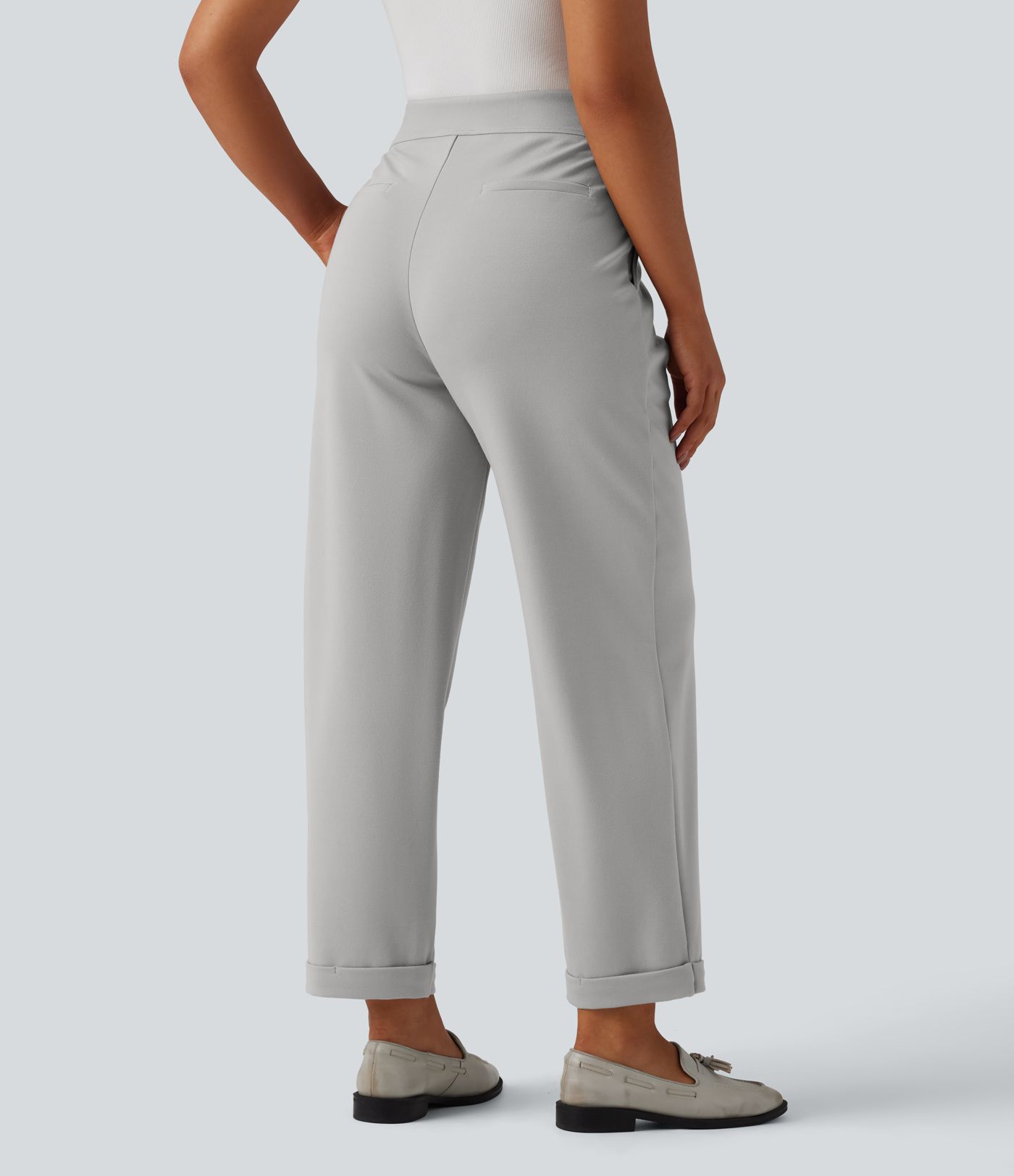 High Waisted Tapered Work Pants with Pockets