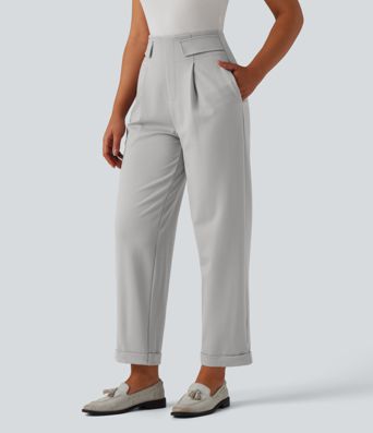 High Waisted Tapered Work Pants with Pockets