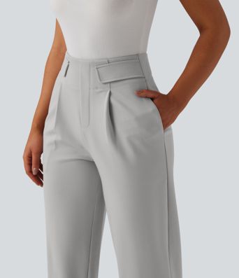 High Waisted Tapered Work Pants with Pockets