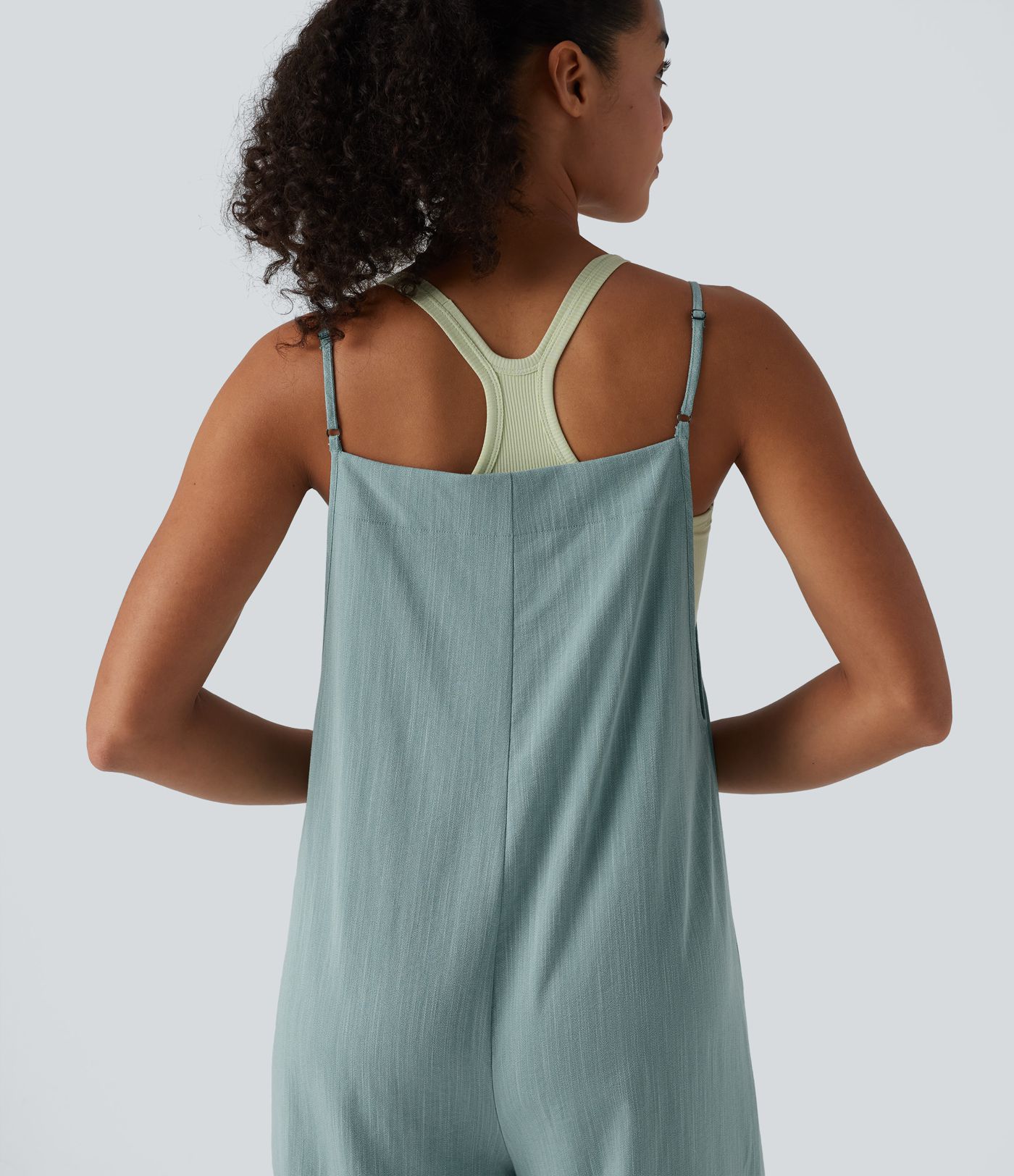 Salopette décontractée large effet lin avec poches