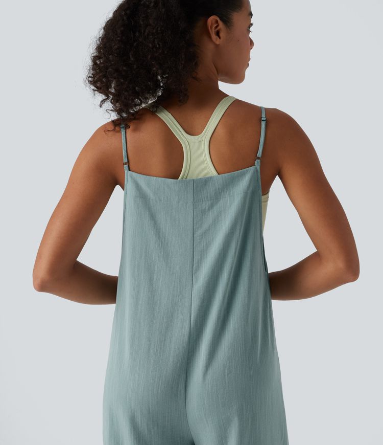 Salopette décontractée large effet lin avec poches