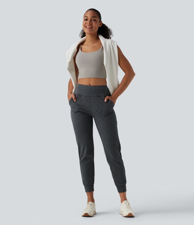 Mid Rise Quick Dry Yoga Joggers with Pockets