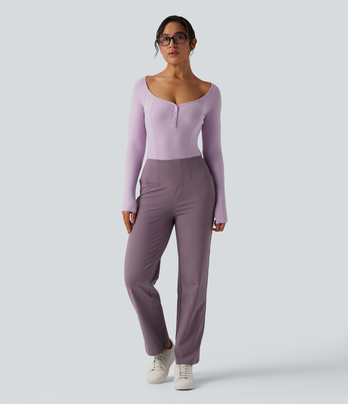 Halara Flex™ DayStretch - High-waisted work trousers with side pockets, waist control and straight leg