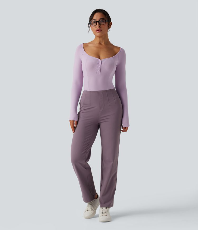 Halara Flex™ DayStretch - High-waisted work trousers with side pockets, waist control and straight leg