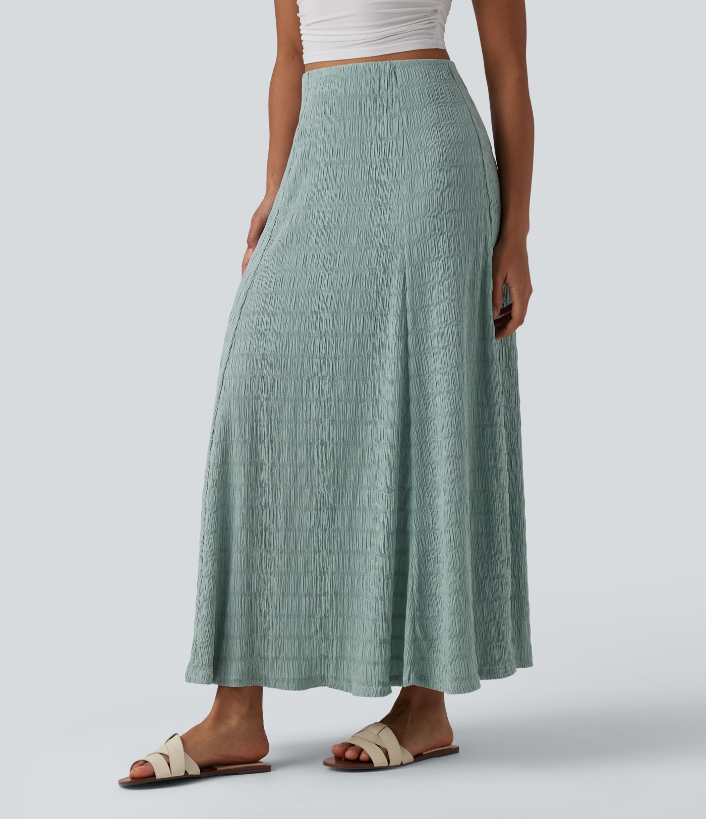 High Waisted Flowy Maxi Casual Skirt