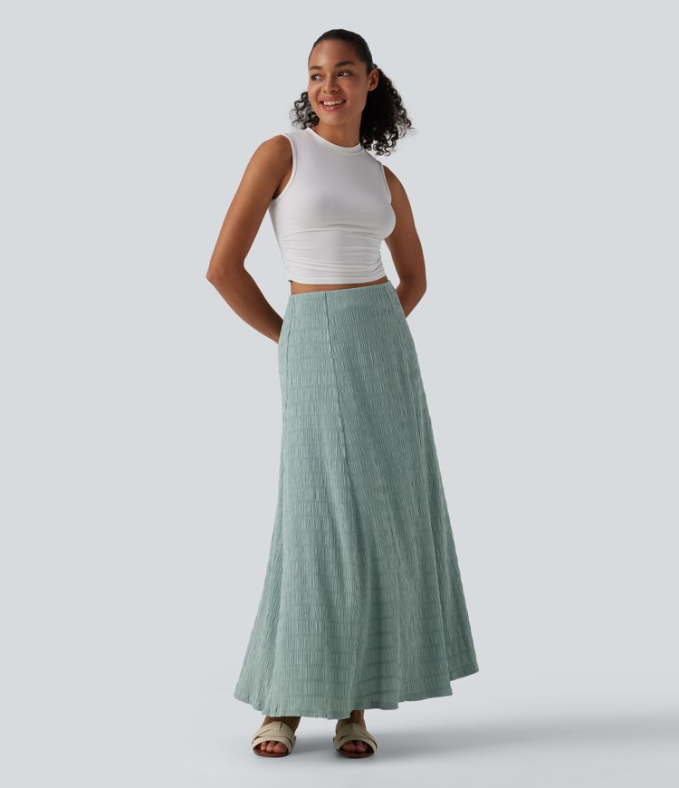 High Waisted Flowy Maxi Casual Skirt