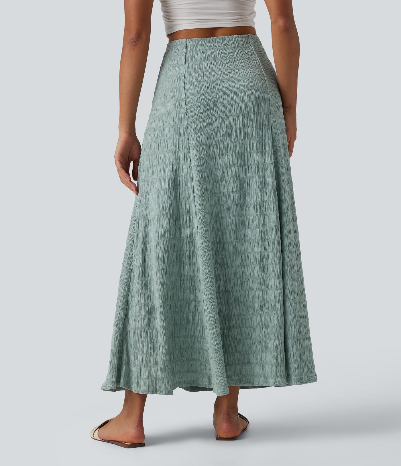 High Waisted Flowy Maxi Casual Skirt