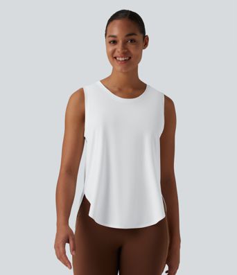 Round Neck Curved Hem Workout Tank Top