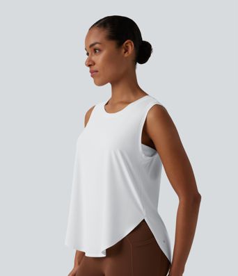 Round Neck Curved Hem Workout Tank Top
