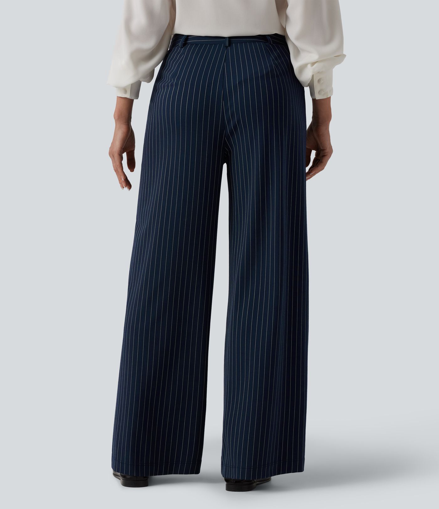 Halara Flex™ Pantalon tailleur large taille mi-haute à rayures avec toucher frais et poches