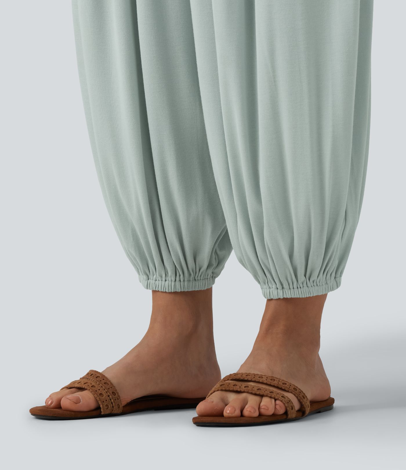 Gerippte Jogginghose mit superhohem Bund und Seitentaschen