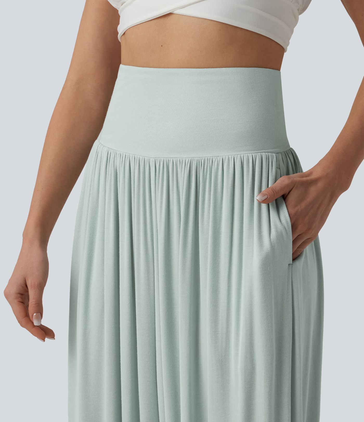 Gerippte Jogginghose mit superhohem Bund und Seitentaschen