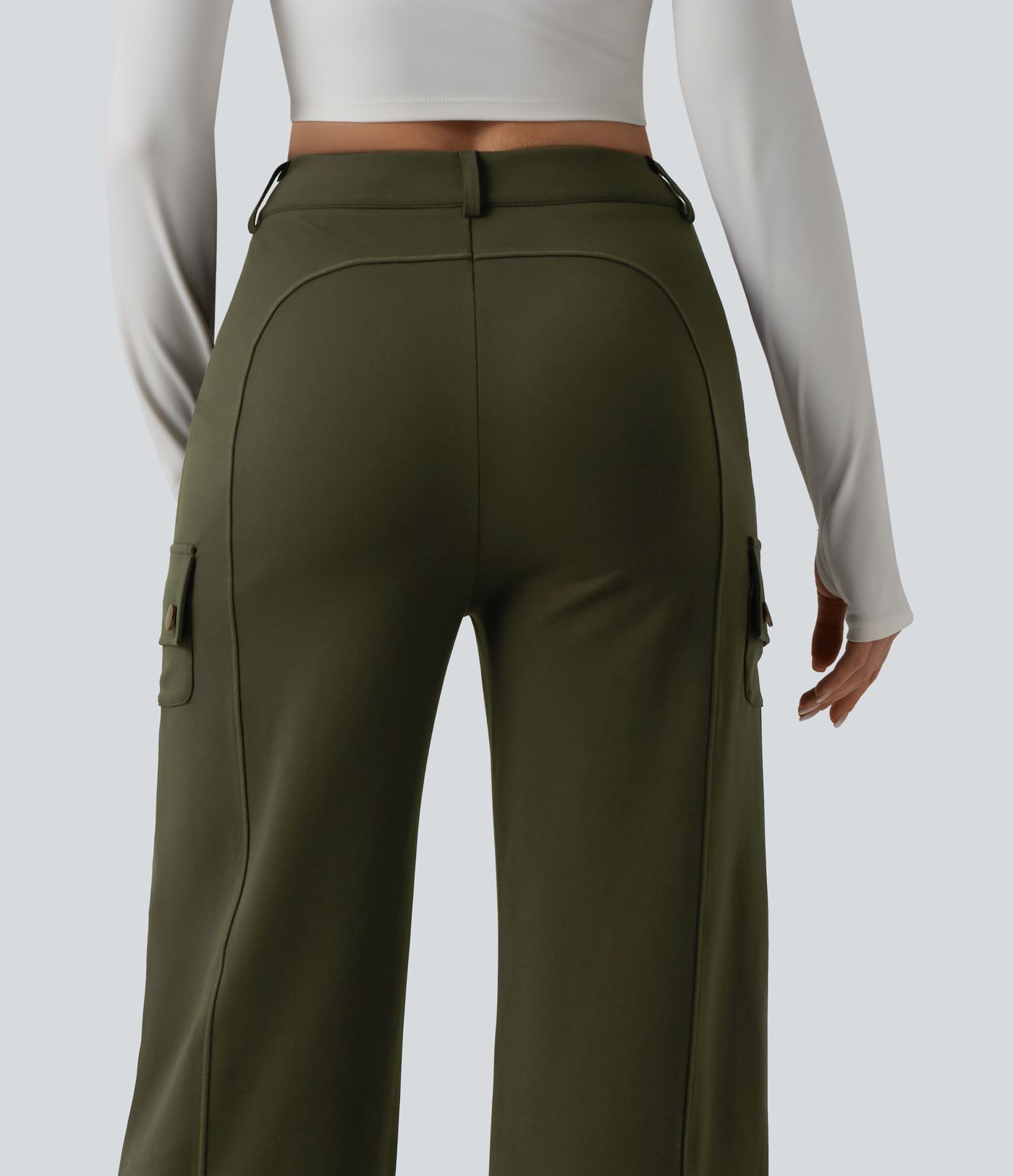 DayStretch High Waisted Straight Leg Casual Cargo Pants with Pockets
