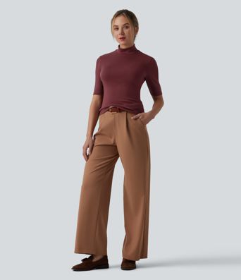 Mock Neck Half Sleeve Casual T-Shirt