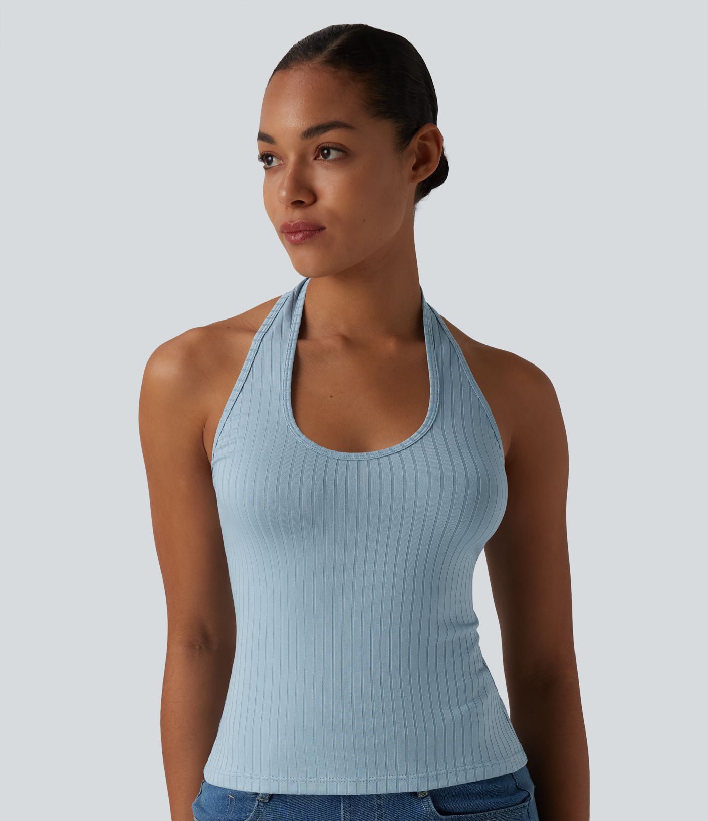 Débardeur décontracté dos nu en maille côtelée